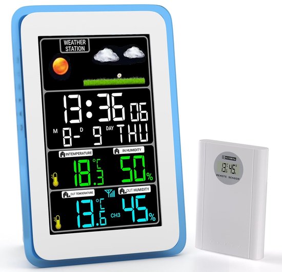 Led Barometer Draadloos Weerstation Binnen/Buiten - LED Display Met Hygrometer ...