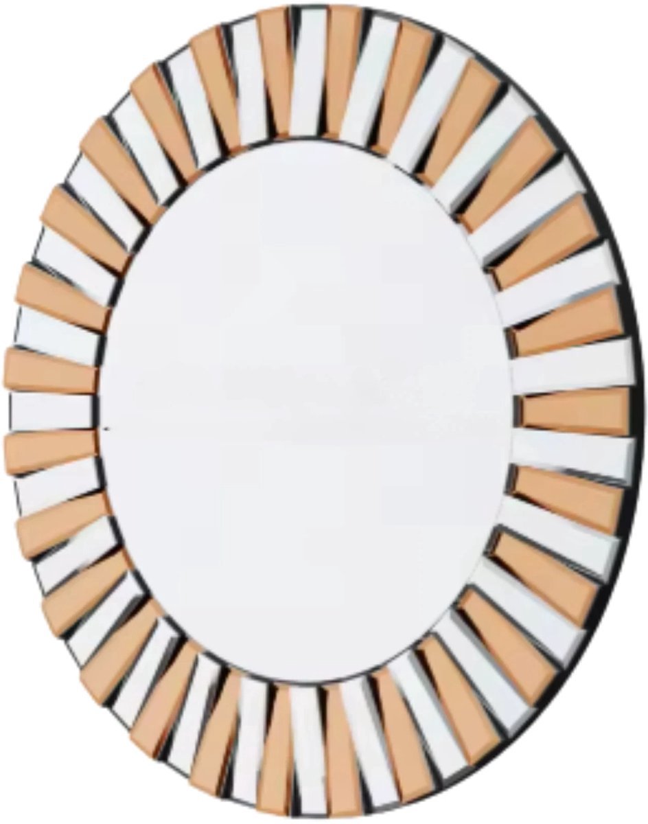 Happiq Elegante Spiegel Vortex - Ronde wandspiegel - 60cm - Zonder verlichting - Woonkamer Tawny