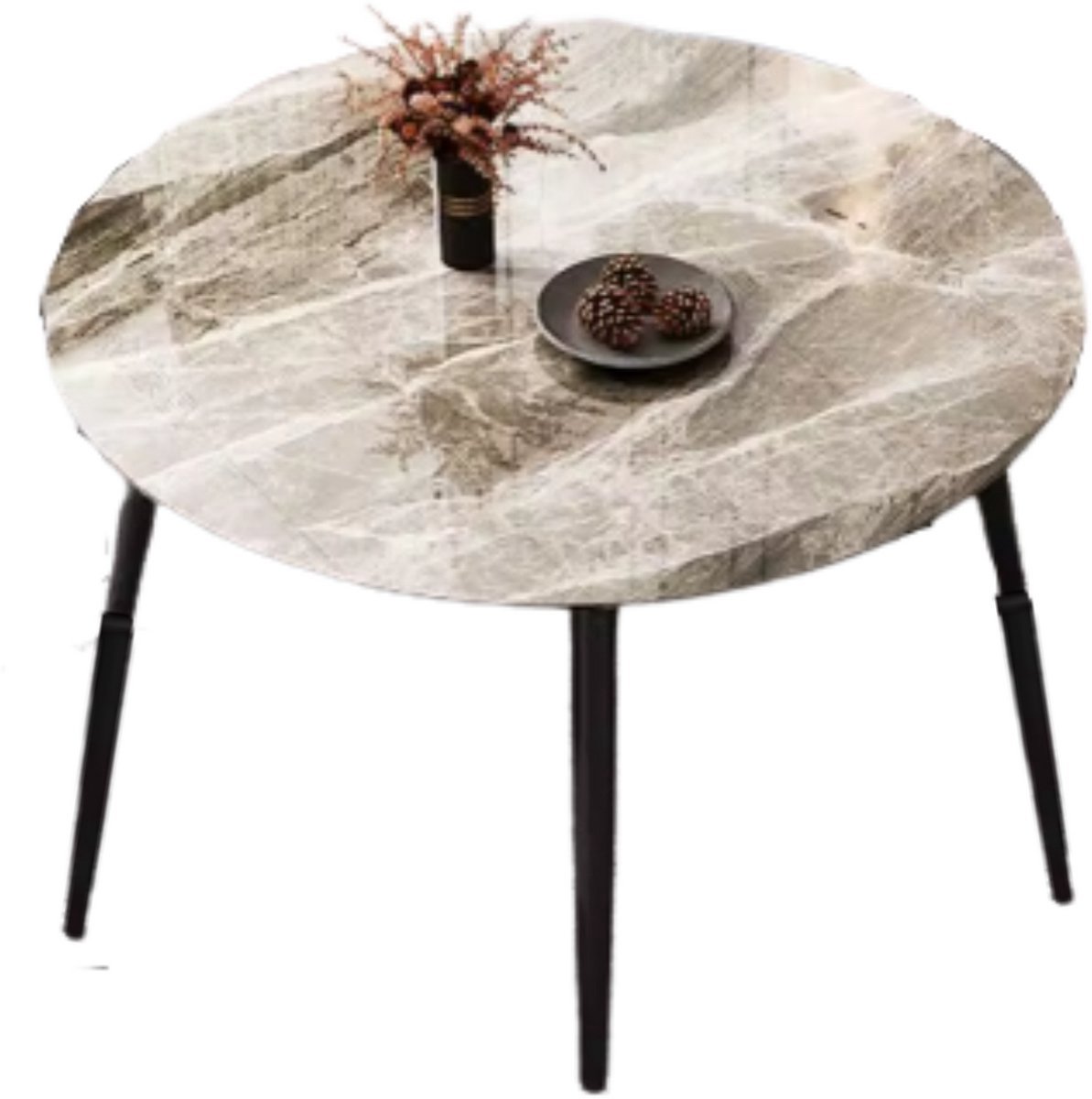 Ronde Eettafel Marmer Tavien - Eetkamertafel - Voor Eetkamer of restaurant - 80 cm - 4 personen - Grijs