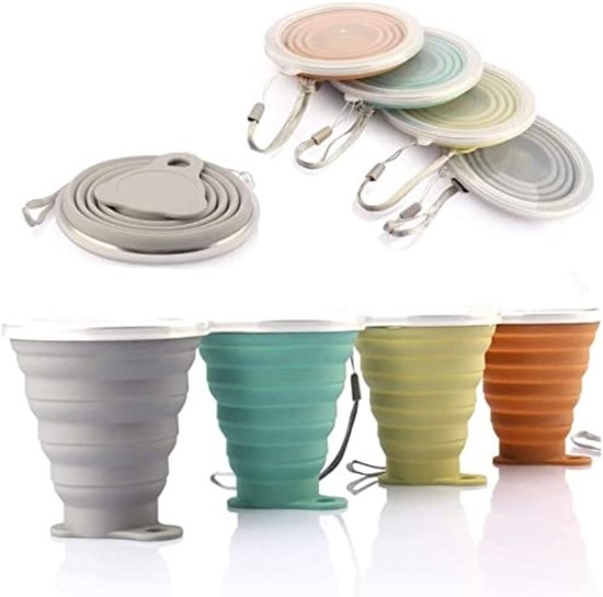 Opvouwbare Silicone Reisbeker - Lichtgewicht Koffiemok - 4 Stuks — afbeelding 3