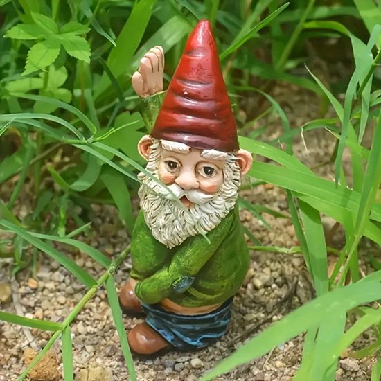 TY&WJ Tuin plassen kabouter standbeelden, ondeugende grappige dwerg plassen beeldjes, 10,3 inch binnen buiten elf tuin ornamenten voor gazon tuin patio woondecoratie (kleur: A