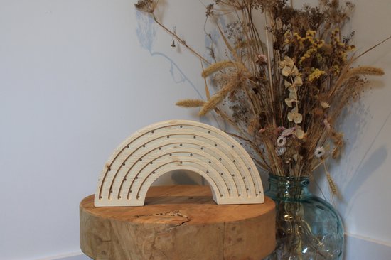 Nachtlamp Regenboog Naturel - Kinderkamer - Babykamer - LED-Verlichting - Hout - Handgemaakt - Lamp - Lichtenhout.nl van Lichtenhout.nl — afbeelding 2