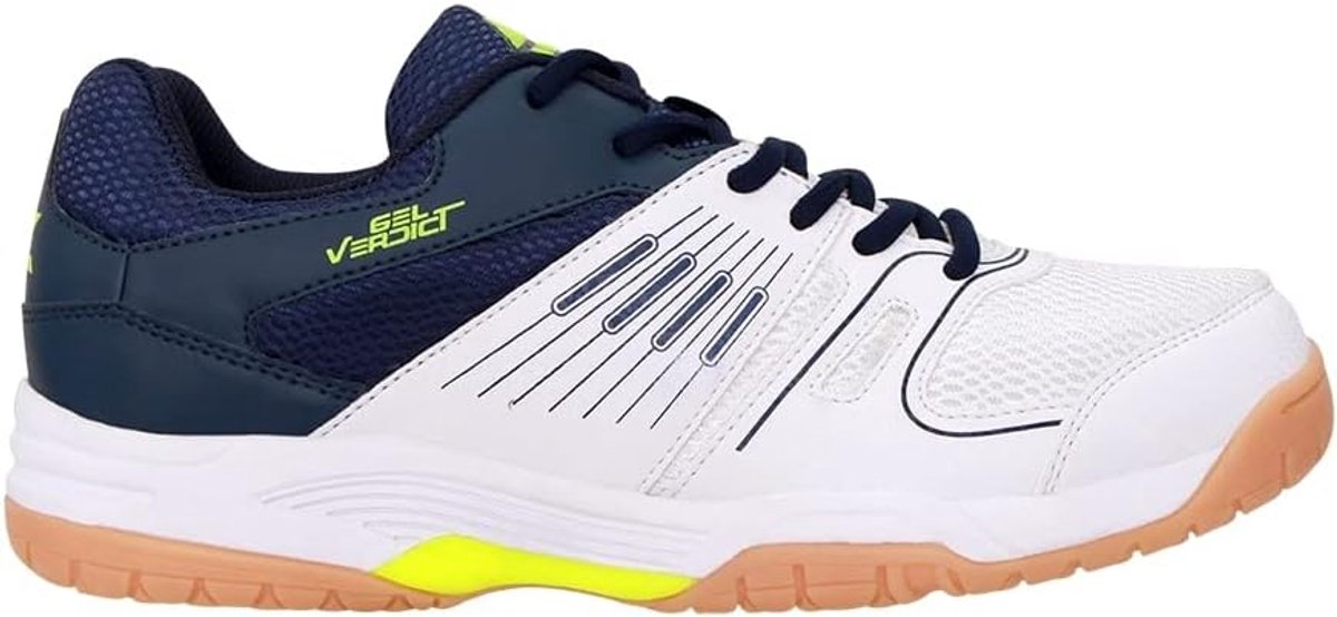 Nivia jongens Gel Verdict Badminton Schoenen | Kleur: Blauw | Maat: 6 UK/ 7 US/ 40 EU | Materiaal: Mesh/Rubber| Voor heren en jongens | Lichtgewicht | Airculate technologie | Goede ventilatie en zweetabsorptie | Flexibel | Betere pasvorm en comfort