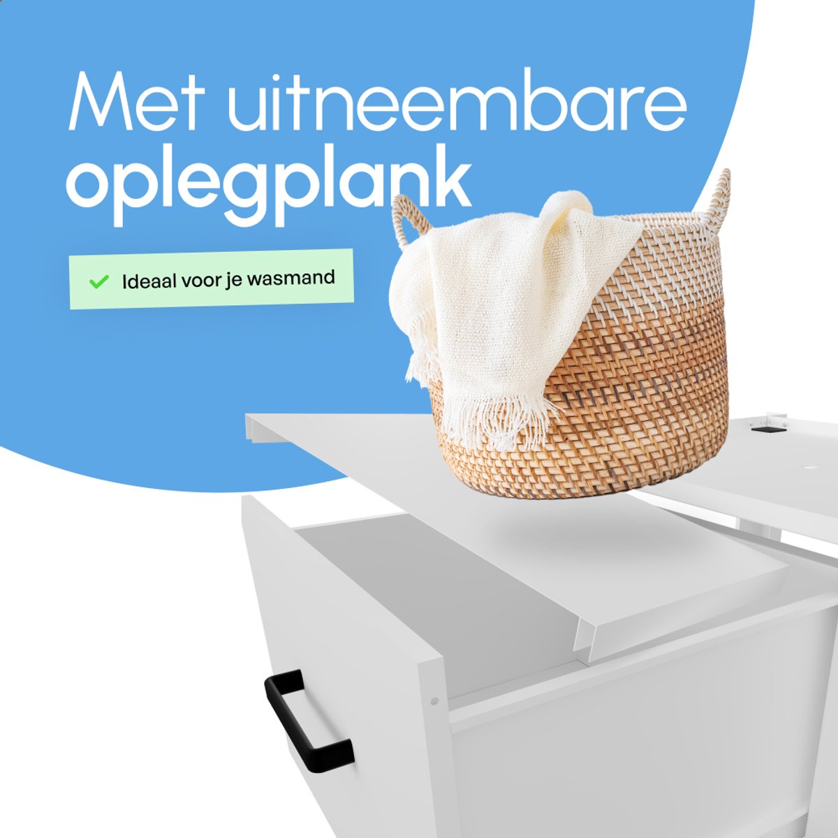 Bodo® - Wasmachine Verhoger - Dubbel - Kast - Ombouw met Lade - Wit - 124x58x44-48cm – foto 7