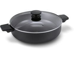 Brabantia VANTA Hapjespan met Deksel -Ø 28cm - Sauteerpan - Keramische Antiaanbaklaag Titanium Versterkt - Geschikt voor Inductie - 100% PFAS Vrij - Zwart
