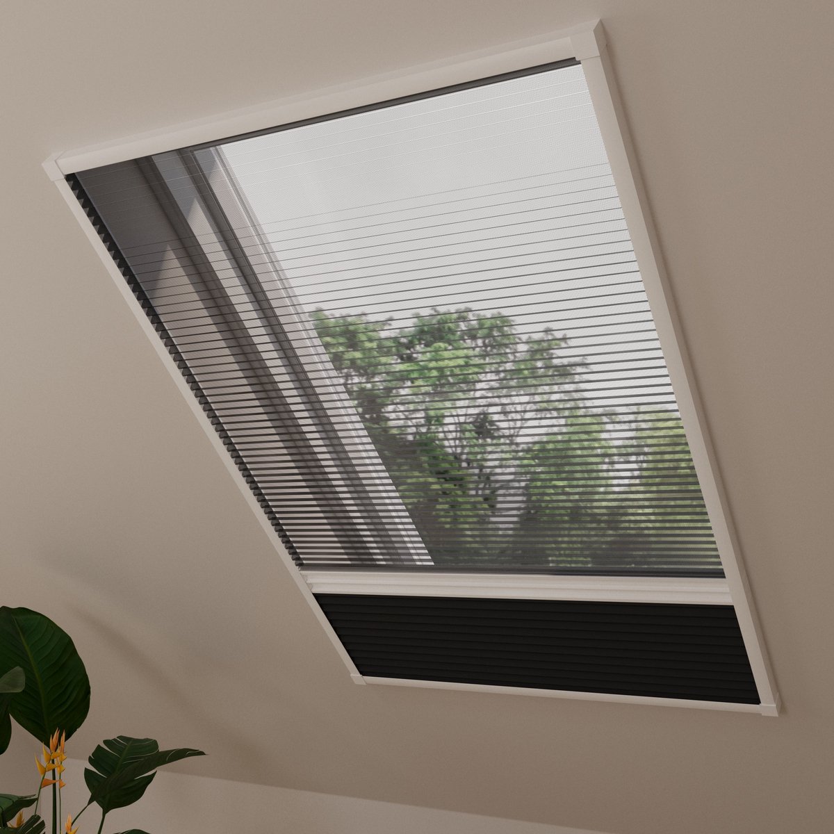 Dakraam hor plissegordijn Multi - Verduisterend - Black - 100 x 160 – foto 3