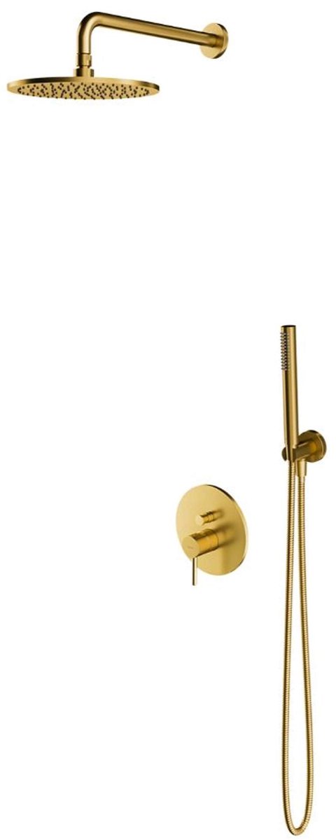 OMNIRES Y - Doucheset met inbouwkraan, met inbouwdeel, diameter 25 cm, geborsteld goud SYSY19GLB