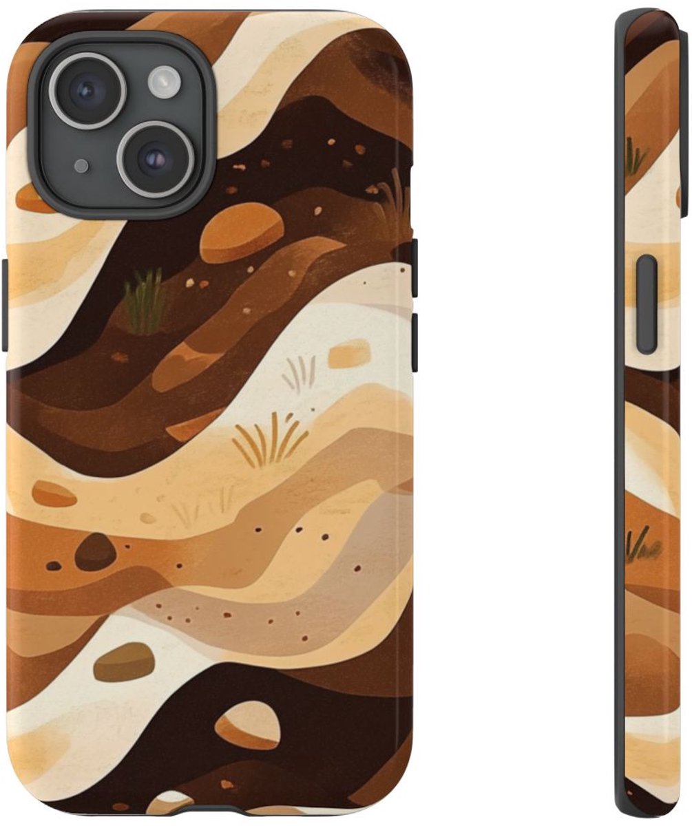 Aardse Bodemlagen Patroon – Telefoonhoesje Geschikt voor iPhone 15