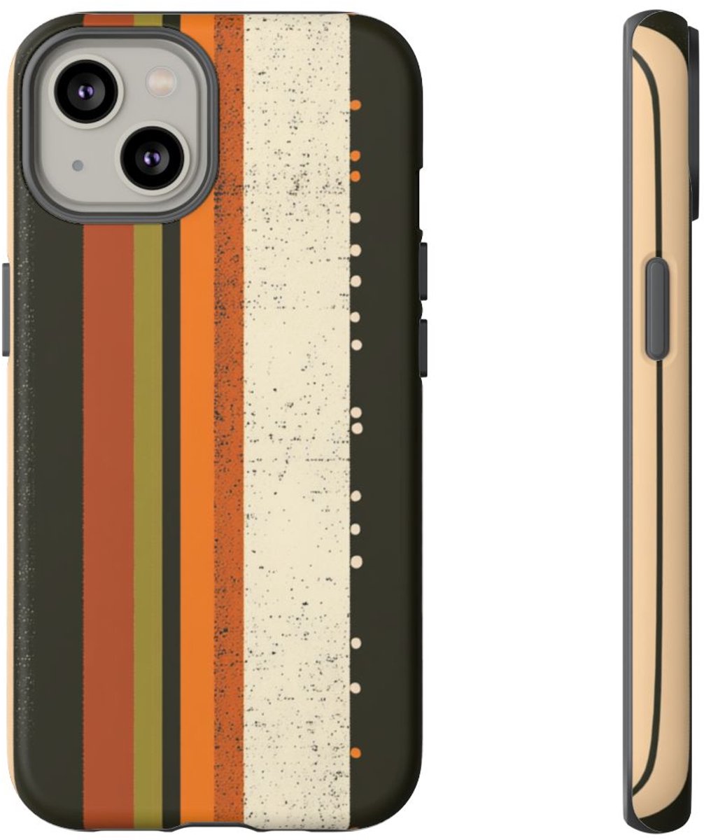 Retro Verticale Strepen en Stippenpatroon – Telefoonhoesje Geschikt voor iPhone 14