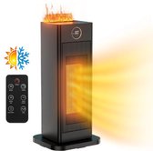 Serolux® - 3-in-1 Kachel,Ventilator en luchtbevochtiger - Verstelbare Temperatuur - Slimme thermostaat - Zeer stil - Timer van 1–12 uur - Keramische Kachel - Winter en Zomer - Afstandsbediening - 17 × 15 × 41cm - Zwart