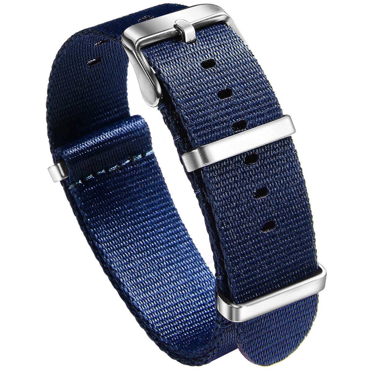 Horlogeband Nylon 20mm - luxe nato strap - 20mm - Donkerblauw