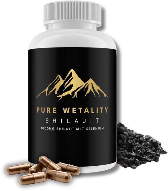 Pure Wetality Shilajit® - Shilajit Capsules - Pure Shilajit Resin - Met Extra Selenium & 85 Mineralen - 100% Veilig Getest & Puur - Superfood Supplement - Labgetest & Gecertificeerd