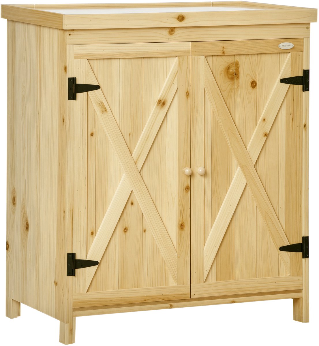 Outsunny - Opbergbox voor buiten - 80x45x92cm - Massief hout - Natuurlijk hout