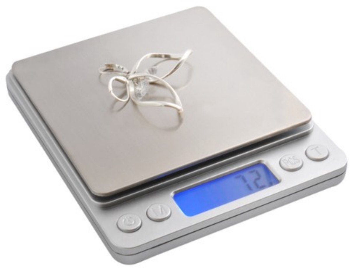 Ruhhy Digitale keukenweegschaal - zilver - 0,1 g tot 2 kg - elektrisch - precisie weegschaal