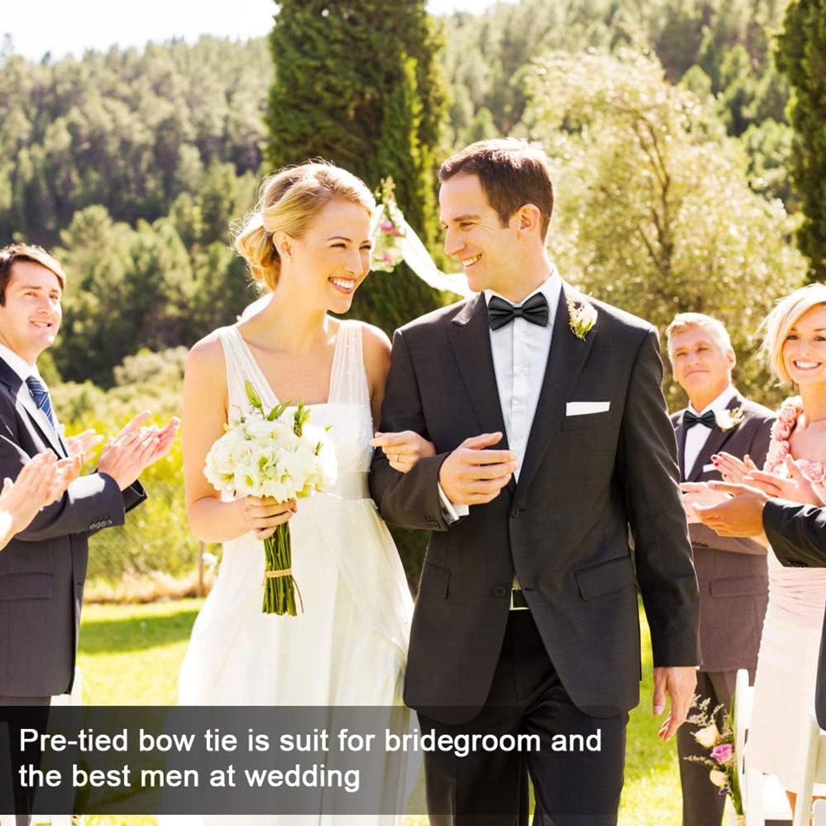 Heren Vlinderdas Zwart Verstelbaar, Satijnen Voorgeknoopte Vlinderdas Klassieke Elegante Das Voor Bruiloft Feest Of Formele Gelegenheden 3139136309