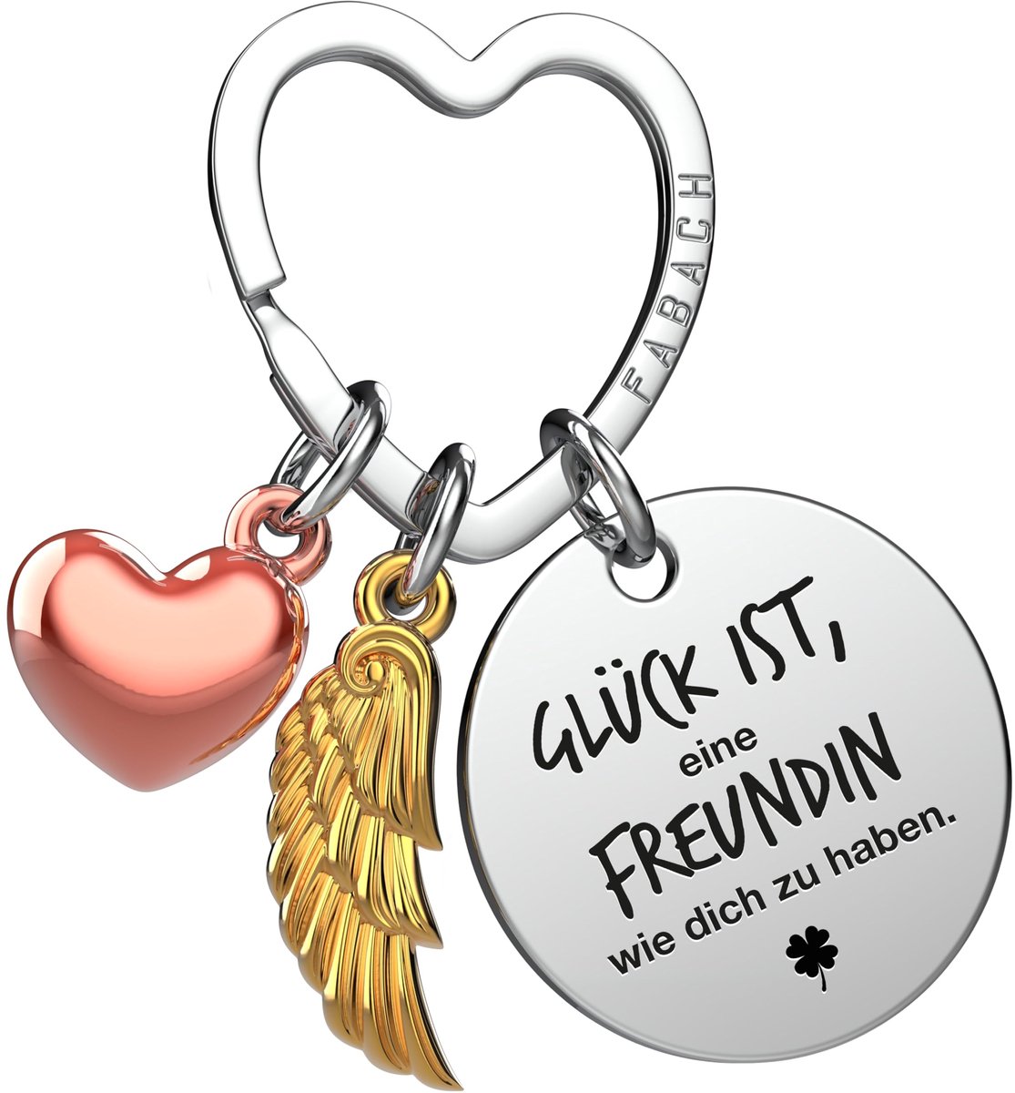 FABACH Beste Vriend Sleutelhanger Beschermengel Geluksbrenger met Hart en Gravure - Beste Vriend Cadeaus Sleutelhanger Hart - Beste Vriend Cadeau Engel Geluksbrenger