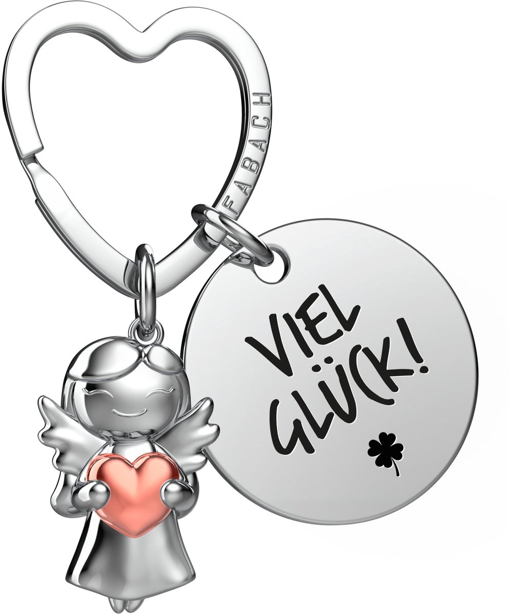 FABACH Gelukssleutelhanger Beschermengel Geluksbrenger met Hart en Gravure - Beschermengel Klaver Geluksbrenger Engel Je Kunt Het - Cadeaus Gelukscadeau Geluk