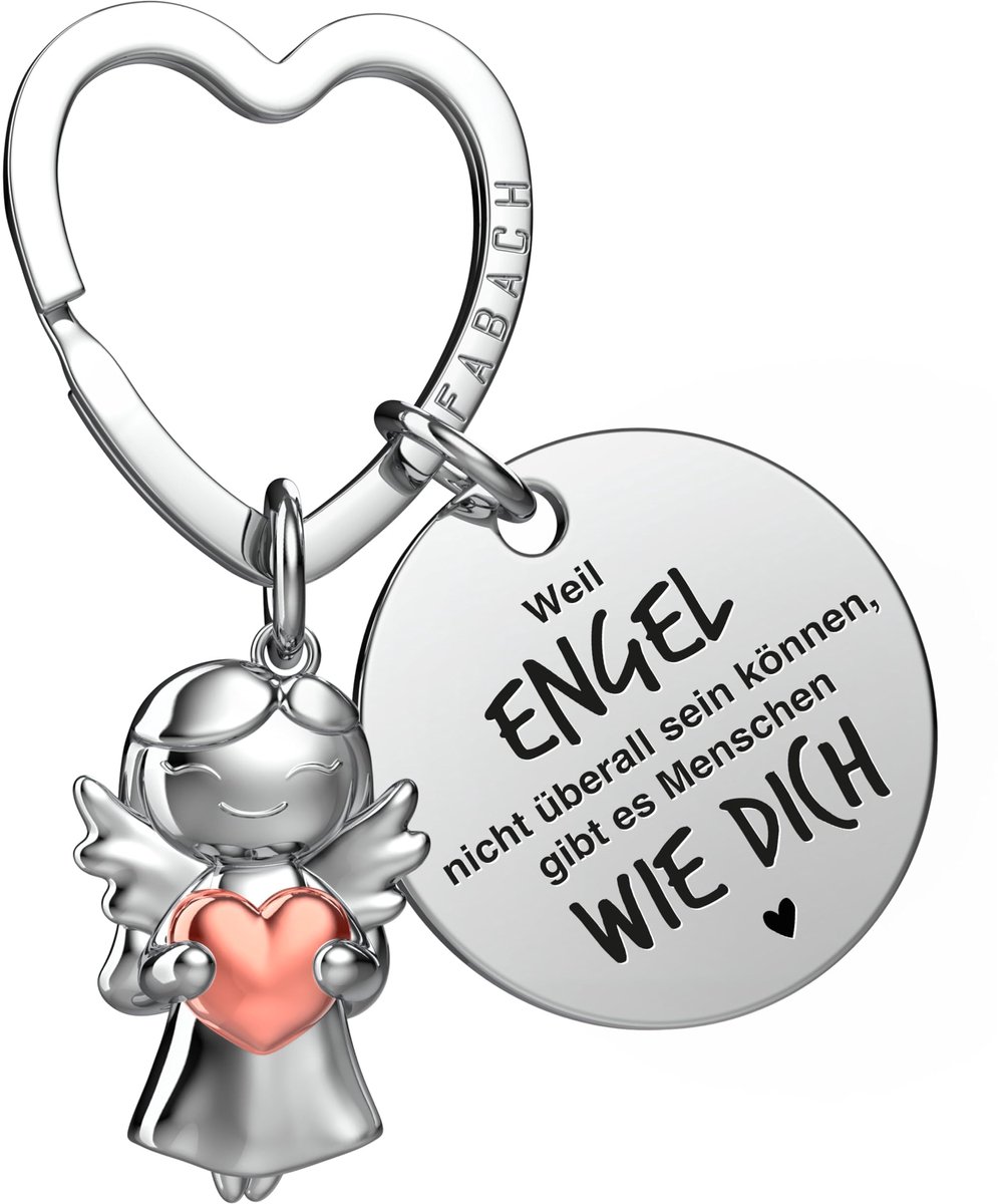 FABACH Beste Vriend Sleutelhanger Beschermengel met Hart en Gravure - Beste Vriend Cadeaus Sleutelhanger - Beste Vriend Cadeau Engel Geluksbrenger Beste Vriend