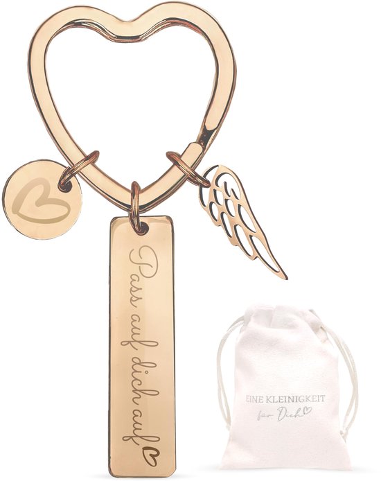 GZXYA Beschermengel-sleutelhanger, geluksbrenger, hanger met klaverblad voor examens of auto, geschikt als cadeau voor vrouwen, vriendin, collega's (engel, C-antiek brons, mm