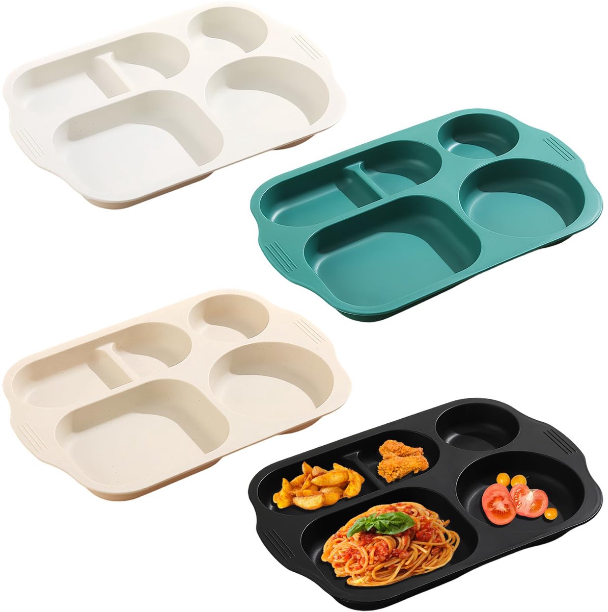 Ibenzoa® Onbreekbare, Herbruikbare Kinder- en Volwassenenborden met Vijf Vakken voor Veilig en Efficiënt Eten