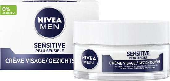 NIVEA MEN Sensitive Dagcrème - Gezichtscrème voor Gevoelige huid - Met kamille en vitamine E - Alcoholvrij - 50 ml