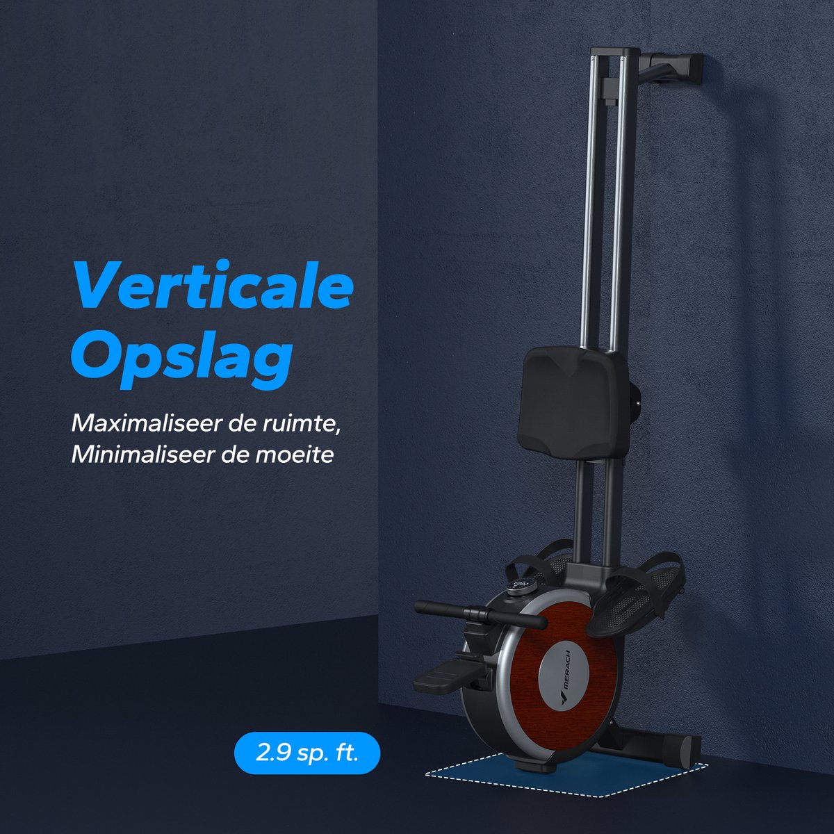 MERACH Roeitrainer Stille Magnetisch Inklapbaar Zwart - afbeelding 3