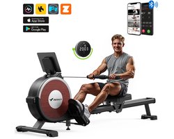 MERACH Stille magnetische roeitrainer voor thuis - Inklapbaar roeimachine - 16 weerstandsniveaus - Dubbele glijrails - Bluetooth met exclusieve app - Verstelbare tablet-houder - LCD-display - Ideaal voor cardio-training - Belastbaar tot 158 kg
