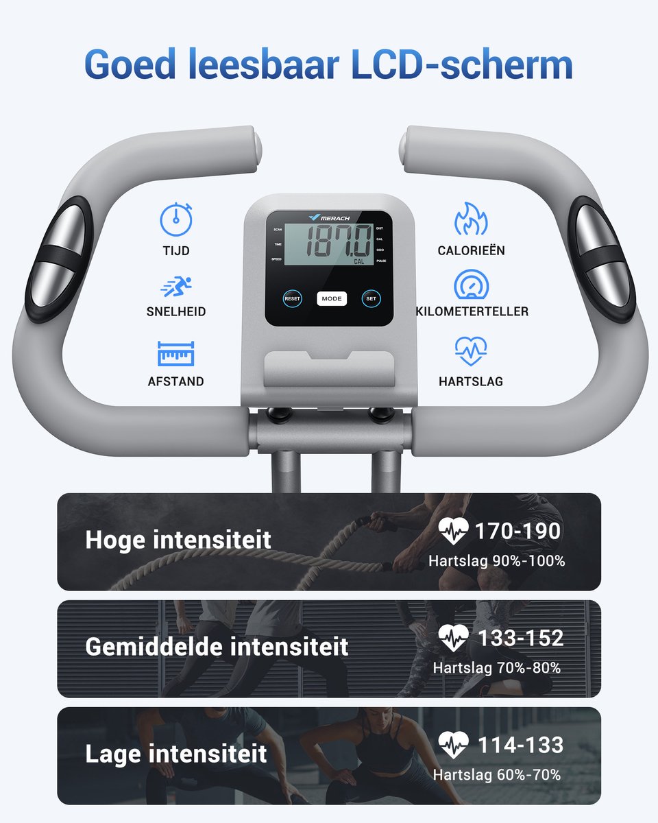 MERACH Opvouwbare Hometrainer met 16 Niveaus Magnetische - afbeelding 3