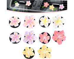 10 stuks - Bloemige auto geurclips - Auto luchtverfrissers voor ventilatierooster - Decoratieve parfum clips in wit, roze, geel, paars en fuchsia - 2,5 / 3,3 cm - Frisse geur en stijlvolle autodecoratie in één