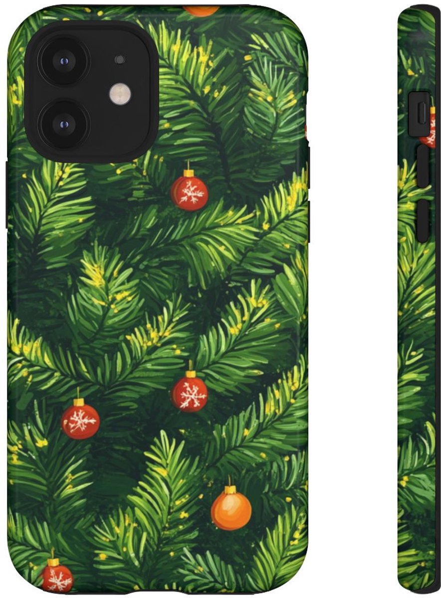 Kerst Dennentakken met Versieringen – Telefoonhoesje Geschikt voor iPhone 12