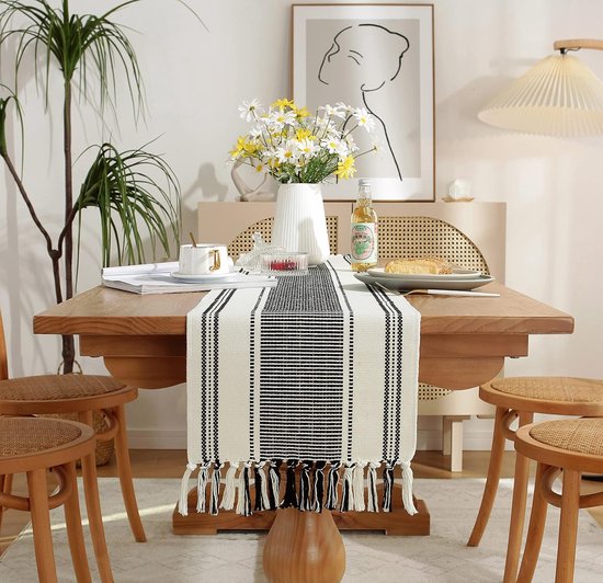 Bruine bamboe tafelloper in boerderijstijl, 120/150/180/210/250/300cm lange placemat, rechthoekige tafels doek voor eetkamer/restaurant/theehuis (kleur: stijl2, afmeting: 30 × 210 cm/12 × 82.7in