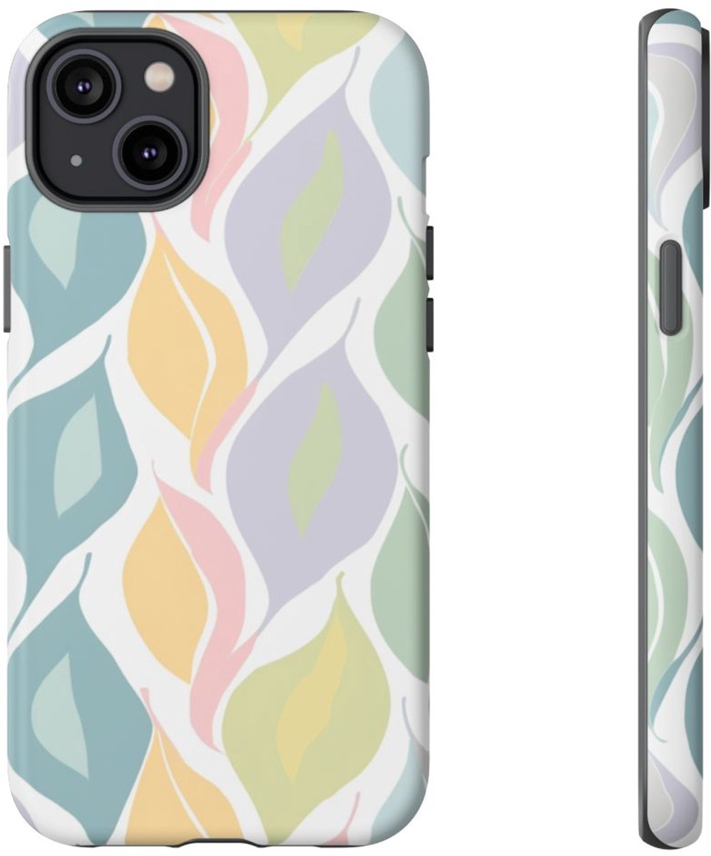 Pastel Bladerenpatroon – Telefoonhoesje Geschikt voor iPhone 14 Plus