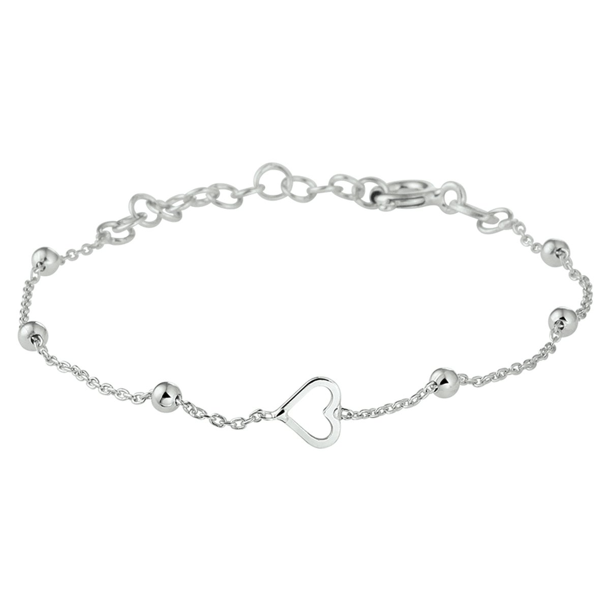 Yep! armband hart 1,0 mm 13 + 3 cm - Zilver