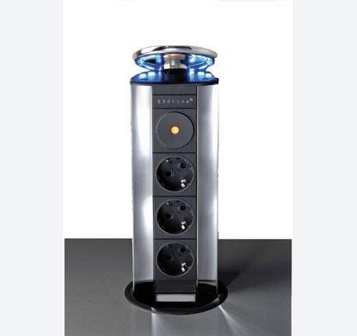 EVOline PowerPort LED 2x WCD +2-USB-A-lader RVS/Zwart