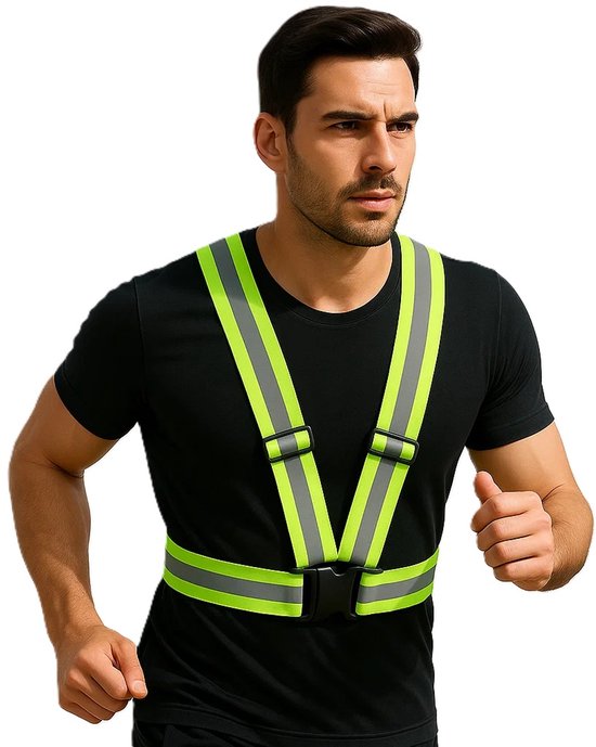 Lot De 2 Gilets Et Bandes Réfléchissants Élastiques – Visibilité Jusqu’à 300m – Sécurité Vélo Et Sports Nocturnes – Taille Réglable