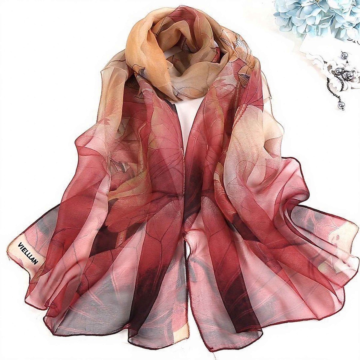 Zomerse Sjaal | Lotus Motief | Zonnescherm | 160x50cm | Meerdere Kleuren | Voor Avondkleding & Strand