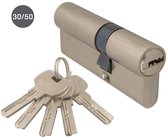 Steier cilinderslot nikkel 30/50 - incl. 5 keersleutels - deurcilinder nikkel