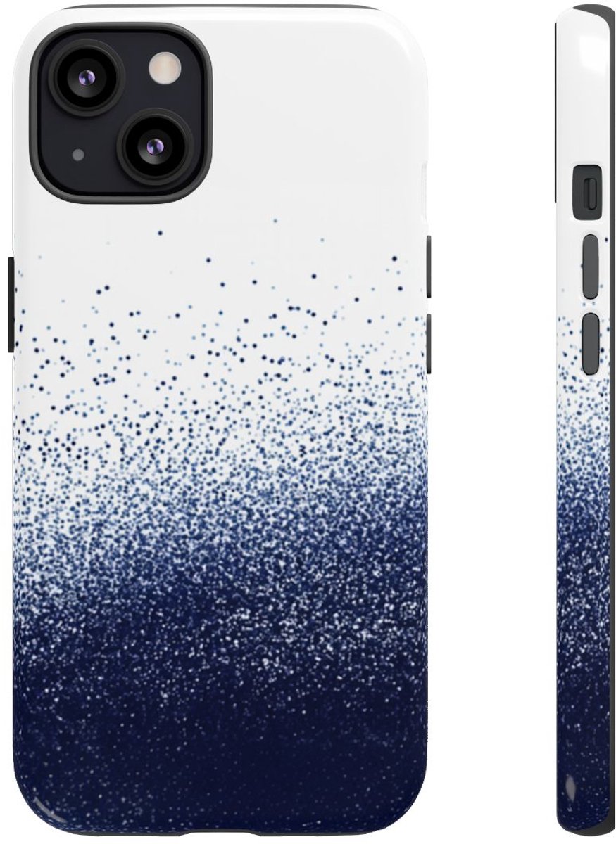 Abstracte Puntjesstructuur in Donkerblauw – Telefoonhoesje Geschikt voor iPhone 13