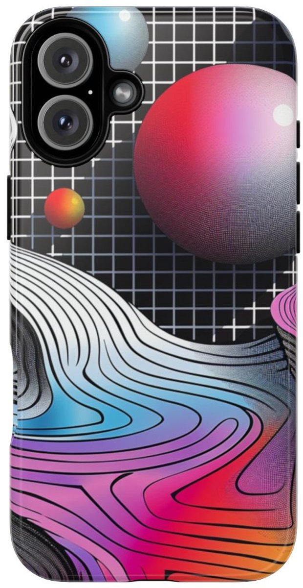 Kleurrijk Abstract Geometrisch Landschap – Telefoonhoesje Geschikt voor iPhone 16 Plus