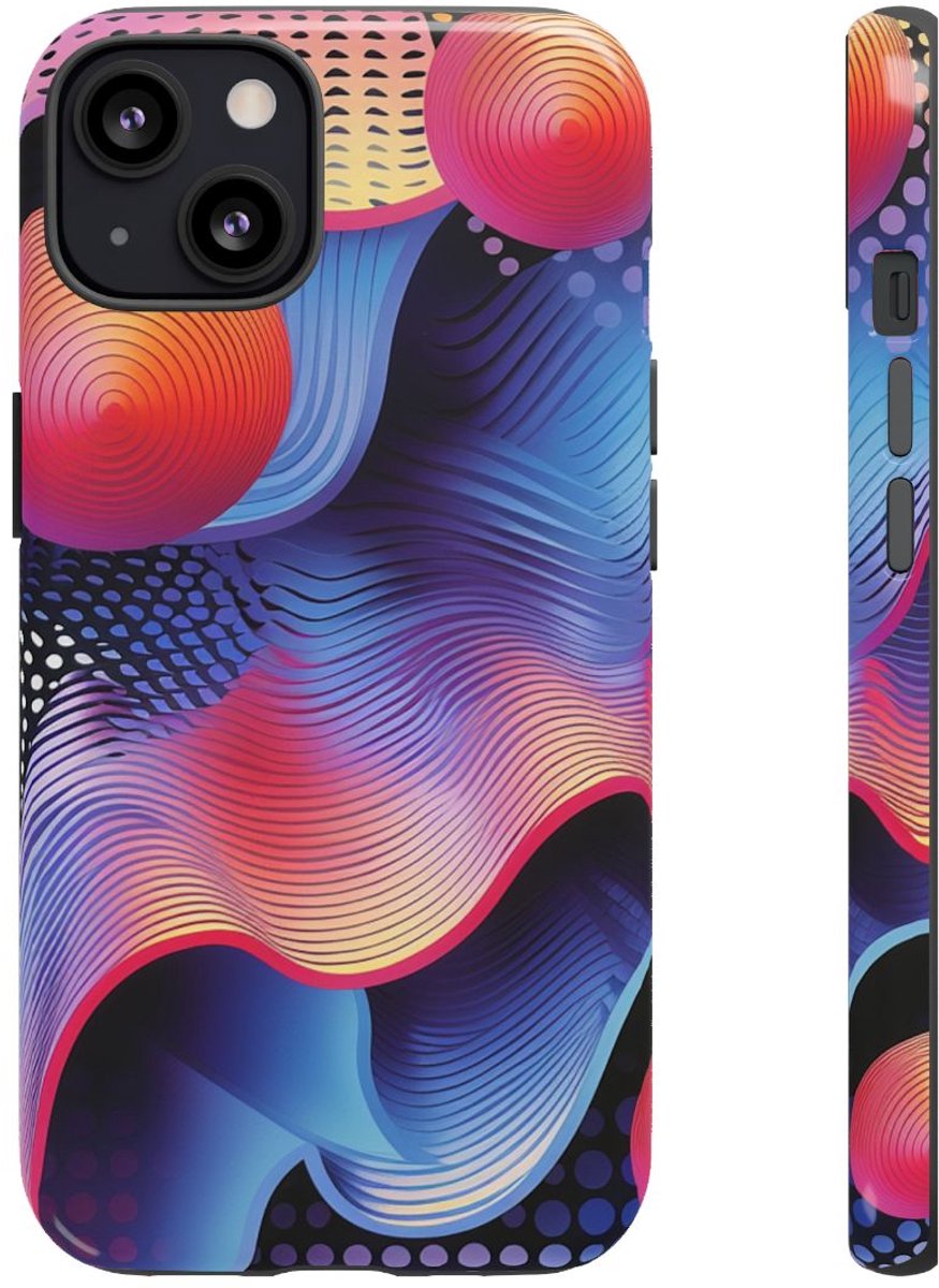 Kleurrijke Abstracte Golven en Bollen – Telefoonhoesje Geschikt voor iPhone 13