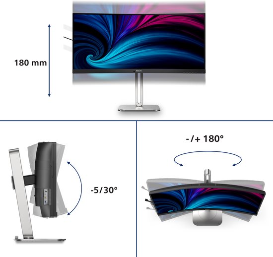 Philips 5000 series 34B2U5600C/00 écran d'ordinateur 86,4 cm (34") 3440 x 1440 pixels Dual QHD LCD Grijs