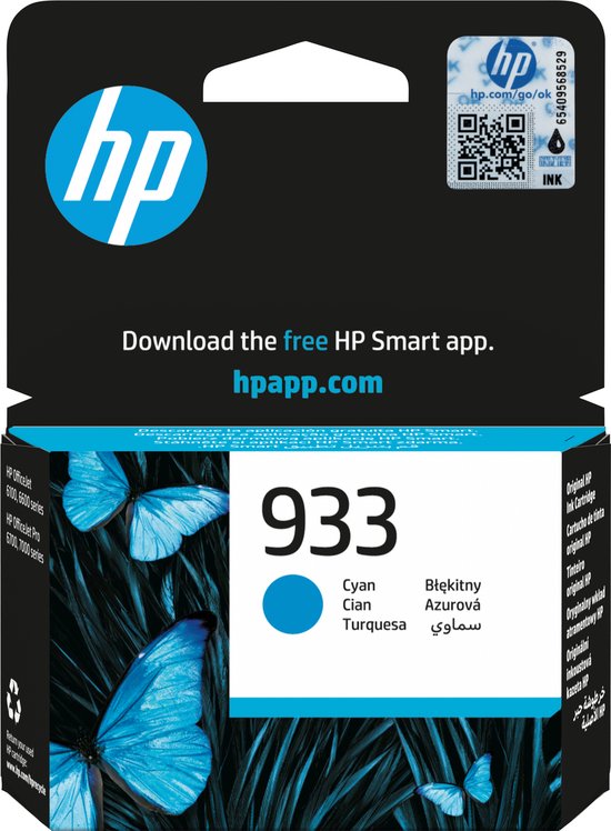 HP 933 - Inktcartridge - Origineel - Standaard capaciteit - Cyaan