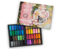 Mikkelhus Soft Pastelkrijt - Set met 48 gepigmenteerde kleuren krijt - Zachte pastelkrijtjes - Voor kunstenaars en hobbyisten