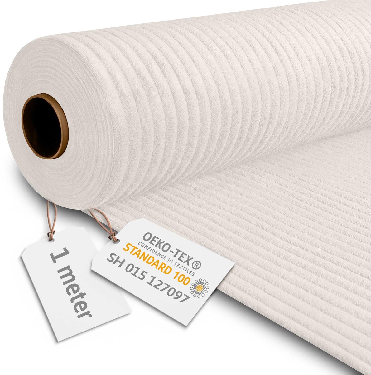 DreamRoots Corduroy Stof Verkocht per Meter Gewicht 380 g/m2 - Meubelstof Corduroy Verkocht per Meter 140 cm Breed - Meubelstof Verkocht per Meter - Brede Corduroy Verkocht per Meter White Dove 1M