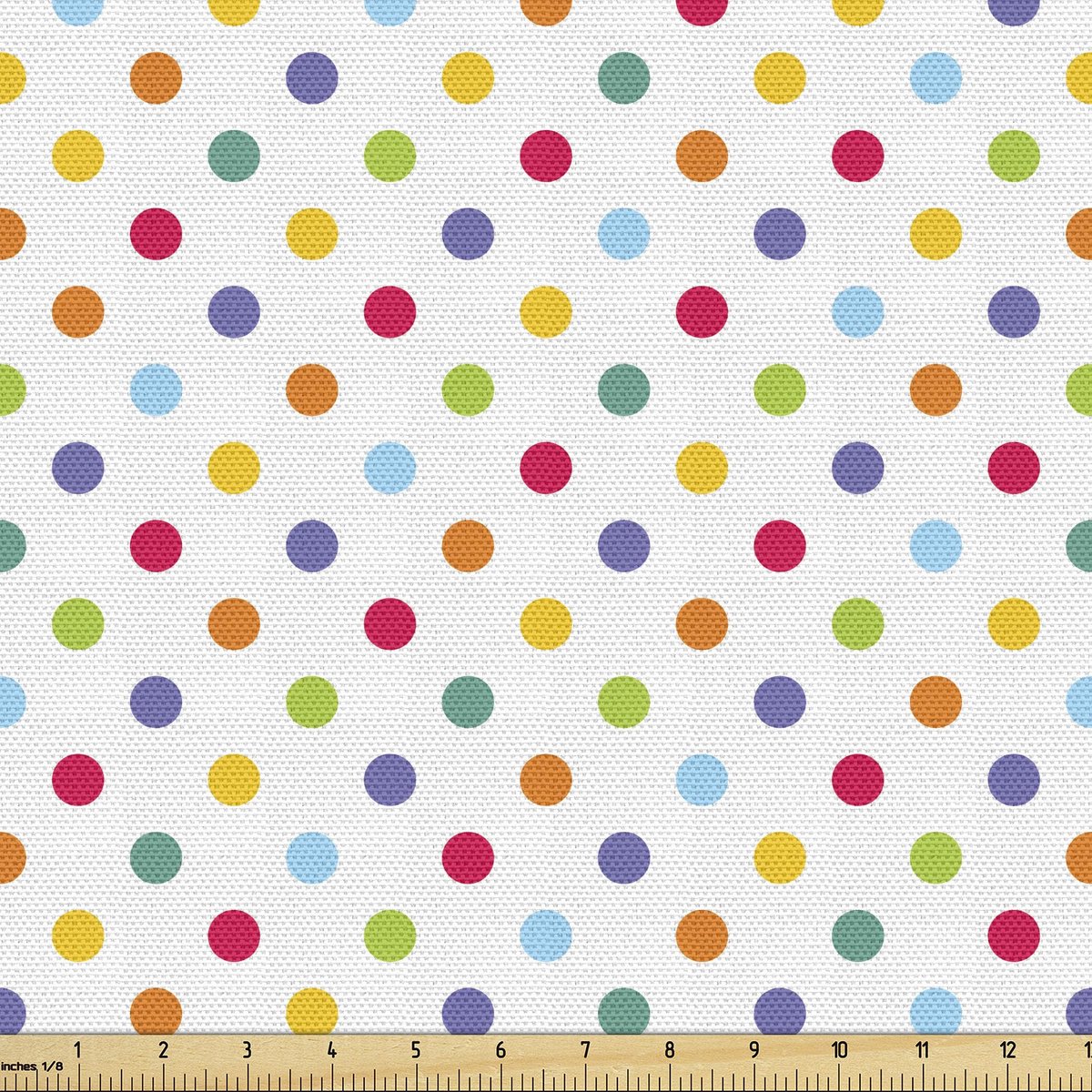 ABAKUHAUS Geometrische stof per meter, pastelkleurige stippen, hoogwaardige geweven stoffen woonaccessoires, 5 m (148 x 500 cm), veelkleurig wit