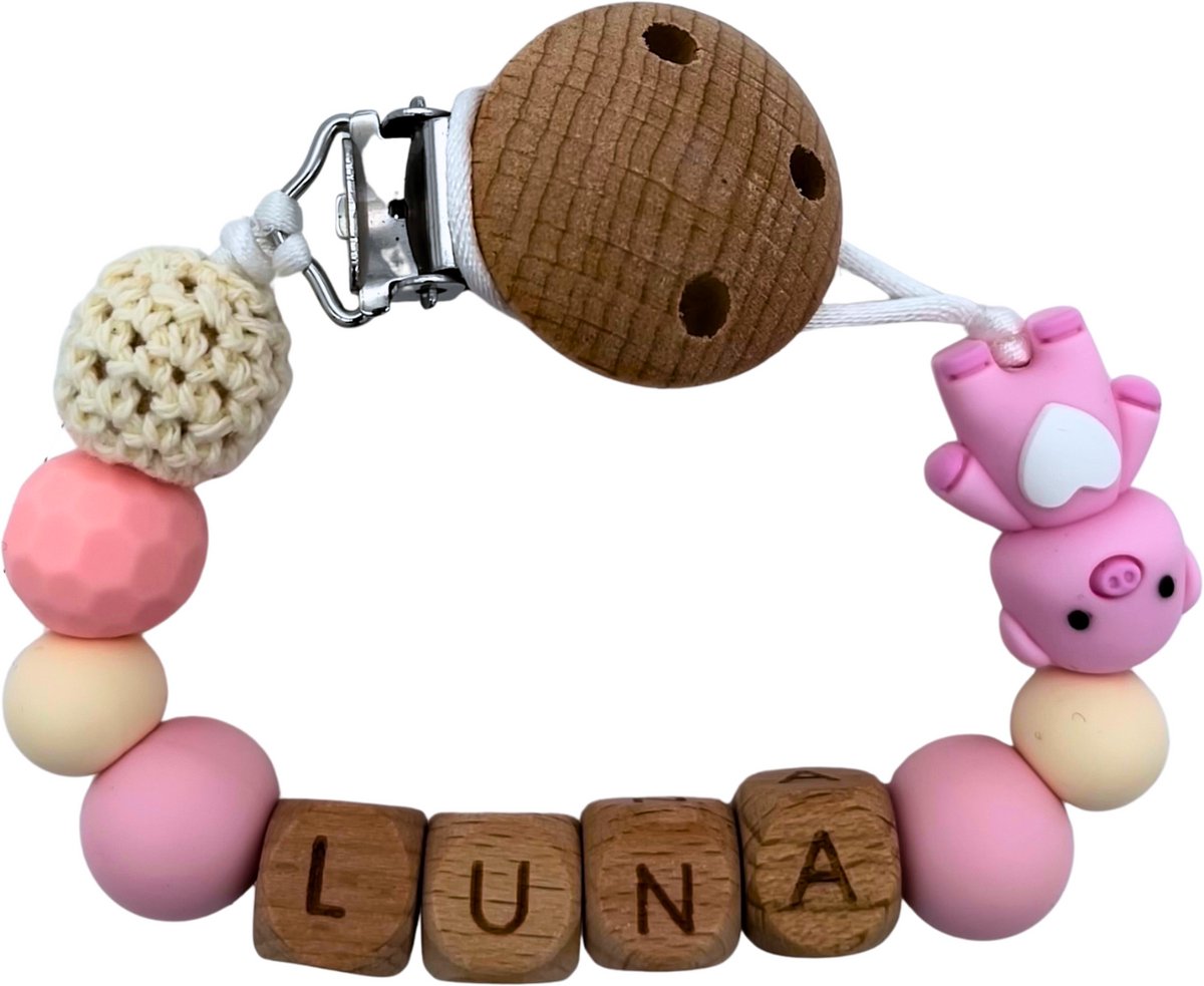 Speenkoord met naam - Big | Personaliseer - Kraamcadeau - Speenketting - Babycadeau - Babyshower