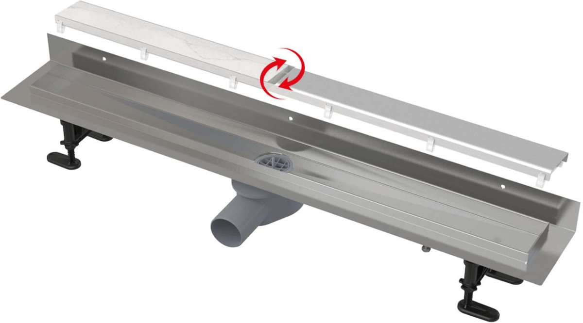 Alcadrain Douchegoten - Douchegoot Fit and Go Wall 75 cm, incl. rooster, roestvrij staal APZ23-DOUBLE9-750
