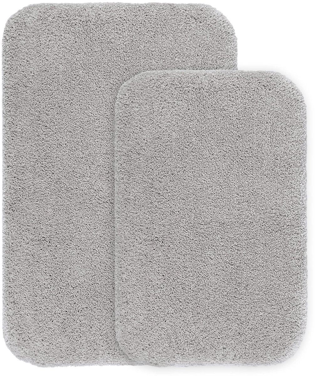 Antislip badmat, 2-pack, badmat, verdikt badmat, zachte badmat, zachte microvezel badmat, superabsorberend, machinewasbaar - 40 x 60 cm en 50 x 80 cm (lichtgrijs)