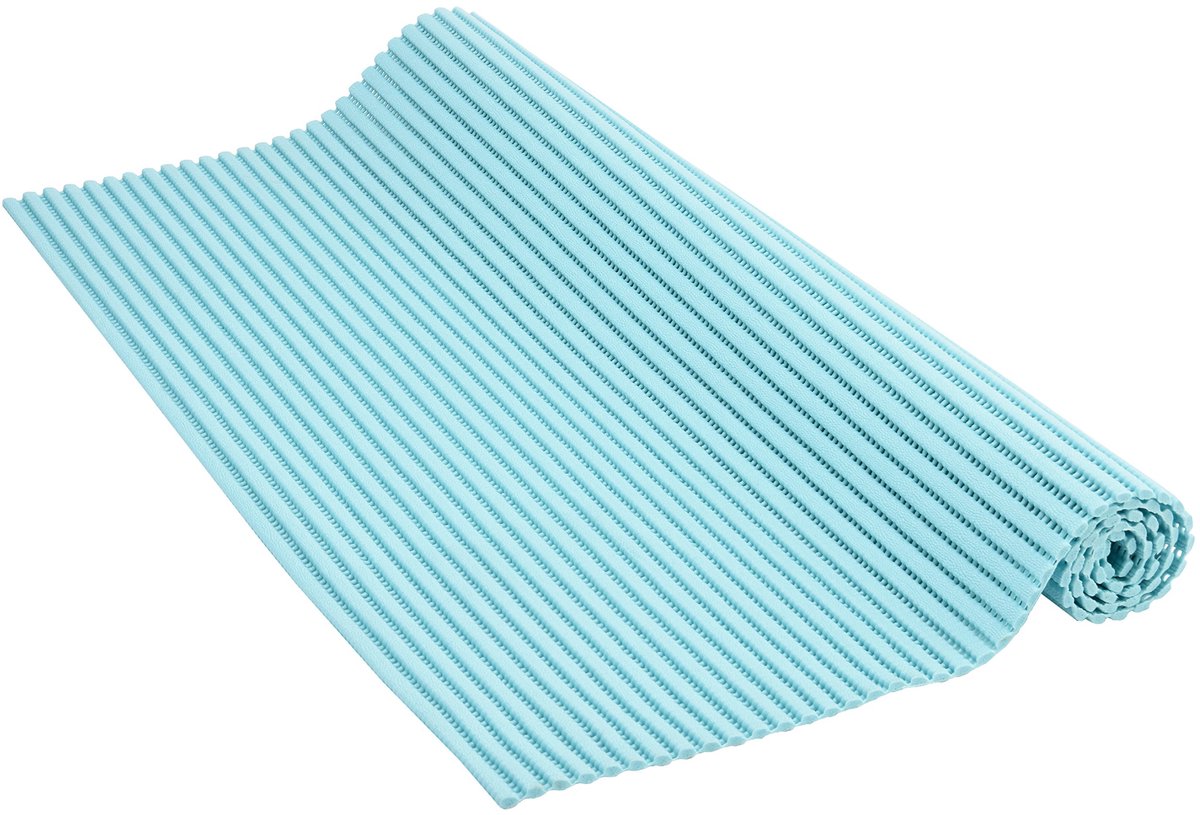 Venilia zachte schuimmat Venisoft Uni Light Blue, antislip vloerbedekking, douchemat, antislipmat, PVC polyester, 0,5 x 65 x 200 cm