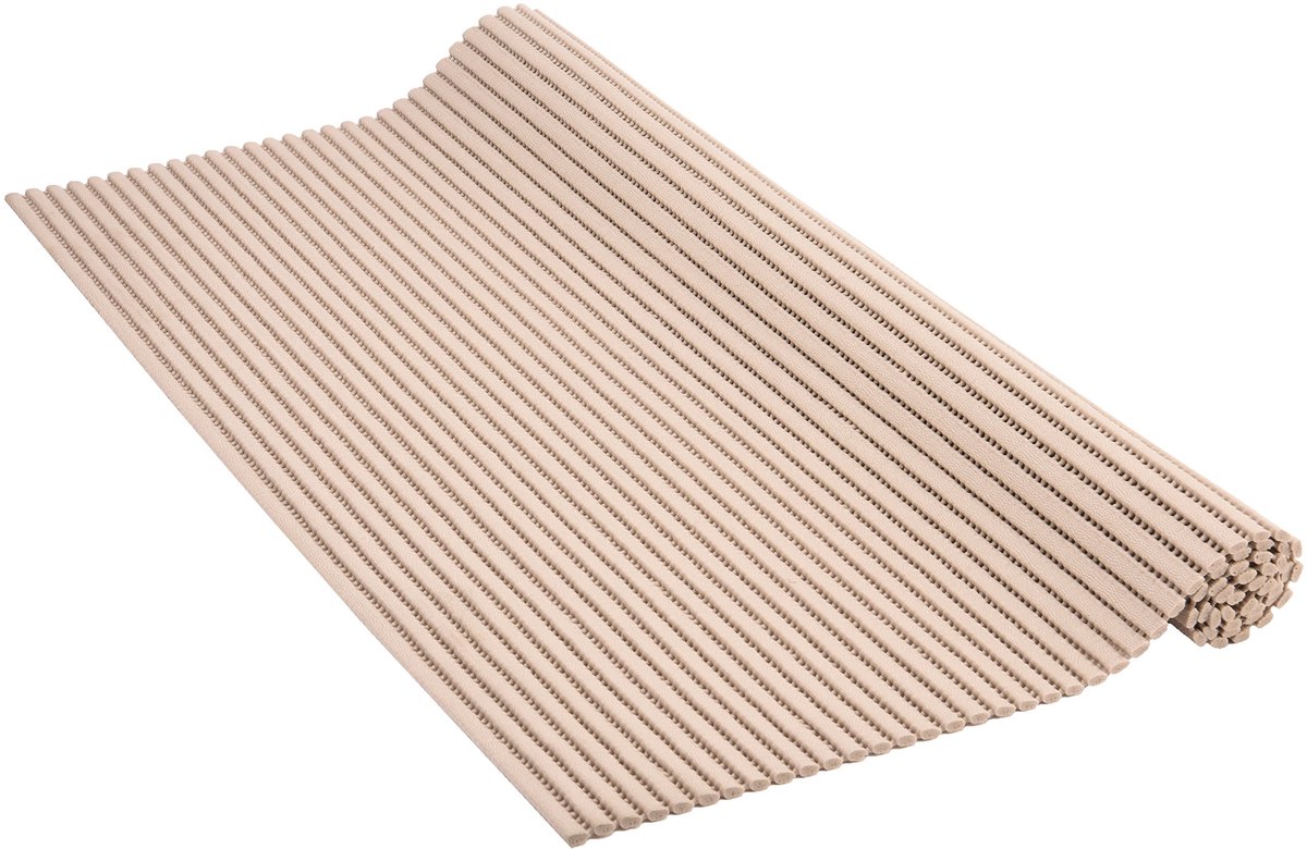 Venilia zachte schuimmat Venisoft Uni taupe antislip vloerbedekking douchemat antislipmat, PVC polyester, taupe, 65 x 200 cm, 54163
